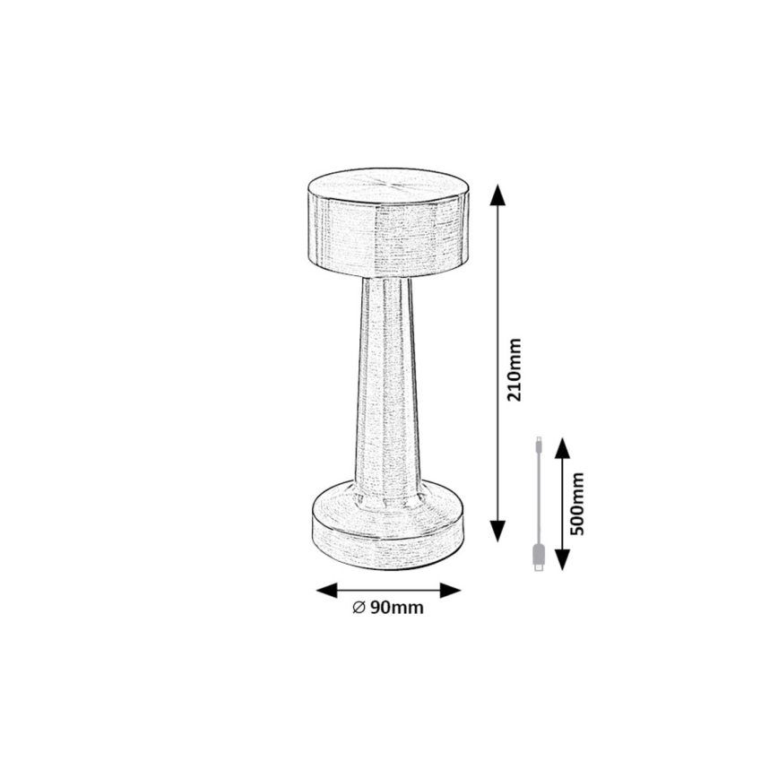 Rabalux 74207 - Candeeiro de mesa tátil recarregável LED SENAN LED/2,7W/5V 1200mAh dourado