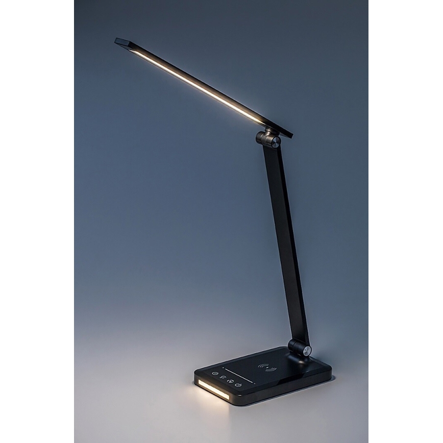 Rabalux 74213 - Candeeiro de mesa flexível LED com regulação e carregamento sem fios QI e USB LED/5W/5V 3000-6500K
