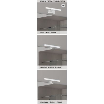 Rabalux - Aplique LED para espelho de casa de banho, 4W, 230V, IP44, 20 cm, cromado brilhante