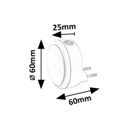 Rabalux - Lux LED noturna com sensor de anoitecer LED/0,3W/230V 3000K