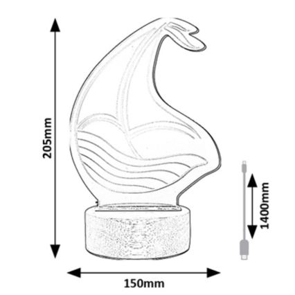 Rabalux - Candeeiro de mesa de criança LED LED/2W/5V 3000K barco faia