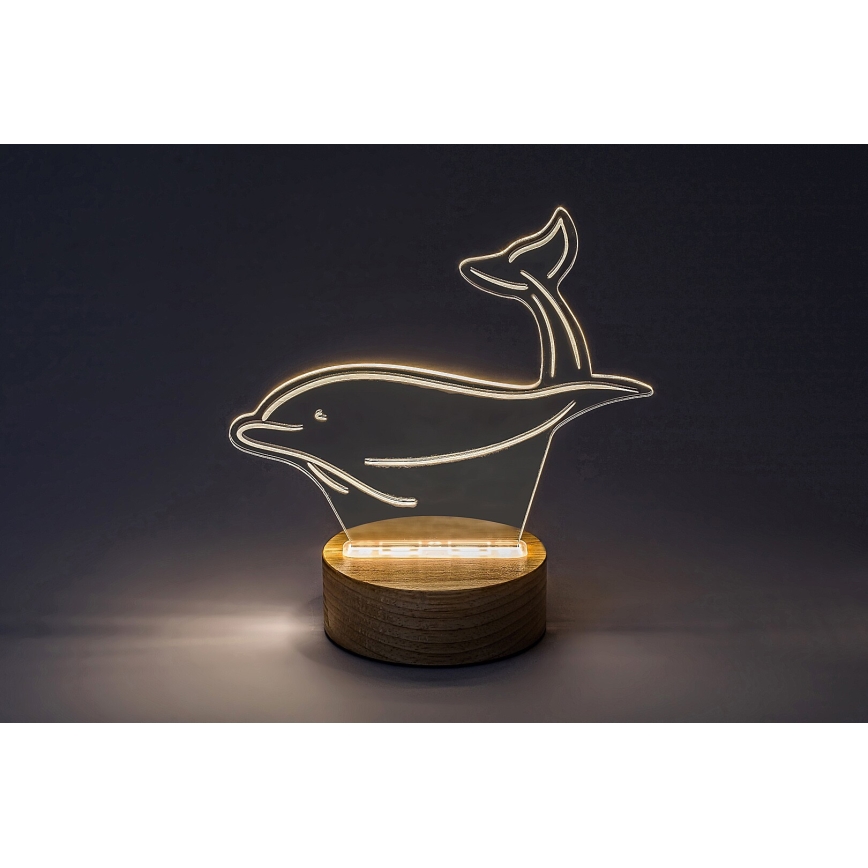 Rabalux - Candeeiro de mesa de criança LED LED/2W/5V 3000K dolphin faia