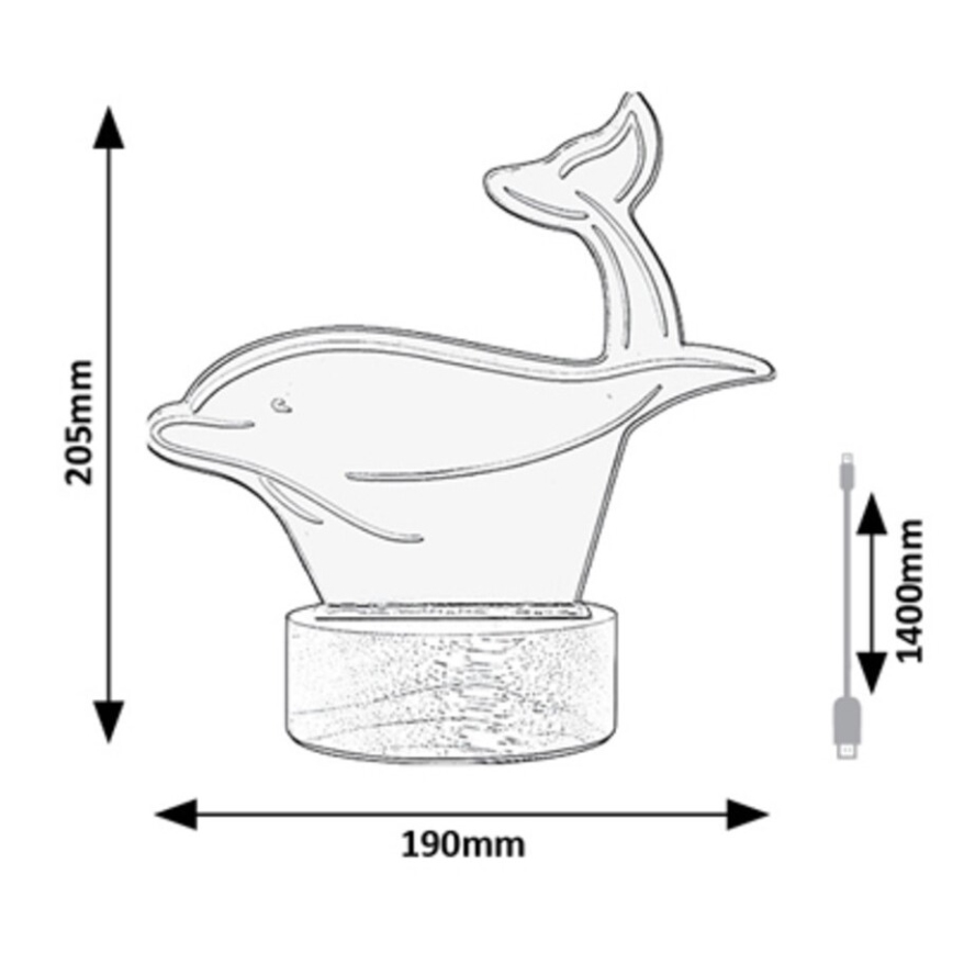 Rabalux - Candeeiro de mesa de criança LED LED/2W/5V 3000K dolphin faia