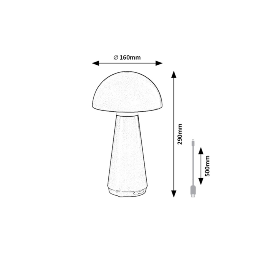 Rabalux - LED Candeeiro de mesa táctil exterior recarregável e com regulação LED/3W/5V 2000mAh IP44