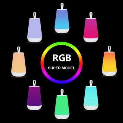 Rabalux - LED RGB Candeeiro de mesa recarregável com regulação LED/2W/5V 3000K 1800 mAh