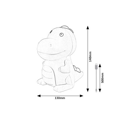 Rabalux 76021 - Candeeiro infantil LED RGB regulável DINOO LED/0,45W/5V