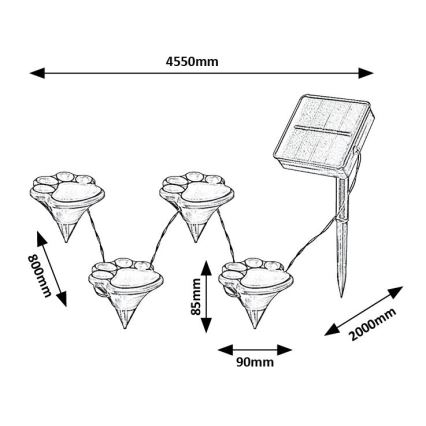 Rabalux - Iluminação solar LED 4xLED/0,06W/1,2V IP44