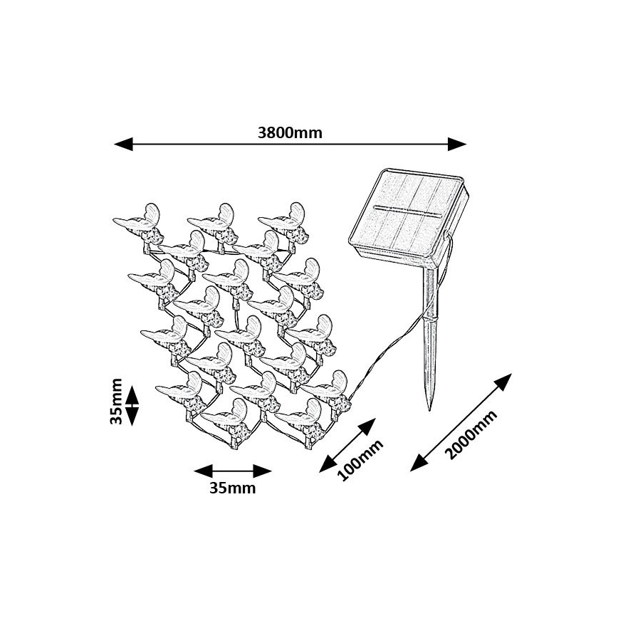 Rabalux - Corrente solar LED 20xLED/0,06W/1,2V IP44