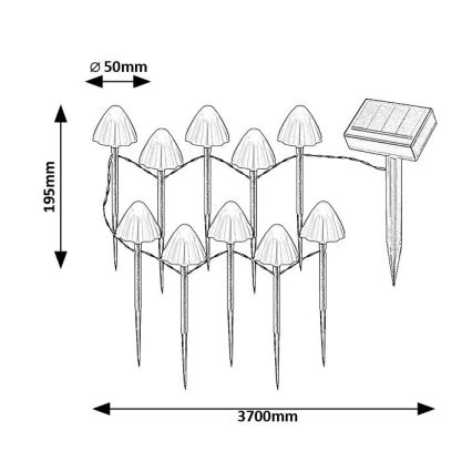 Rabalux - Iluminação solar LED 10xLED/0,2W/1,2V IP44