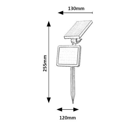 Rabalux - Holofote solar LED com sensor LED/9,6W/3,7V IP44