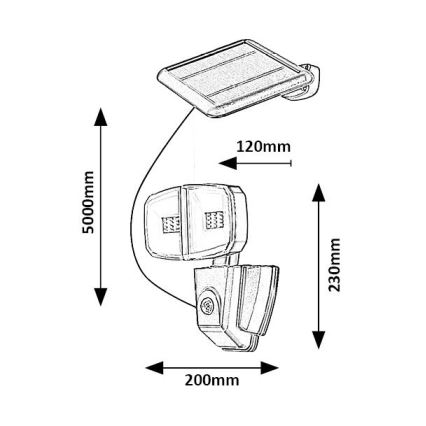 Rabalux - Holofote solar LED com sensor LED/12W/3,7V IP44