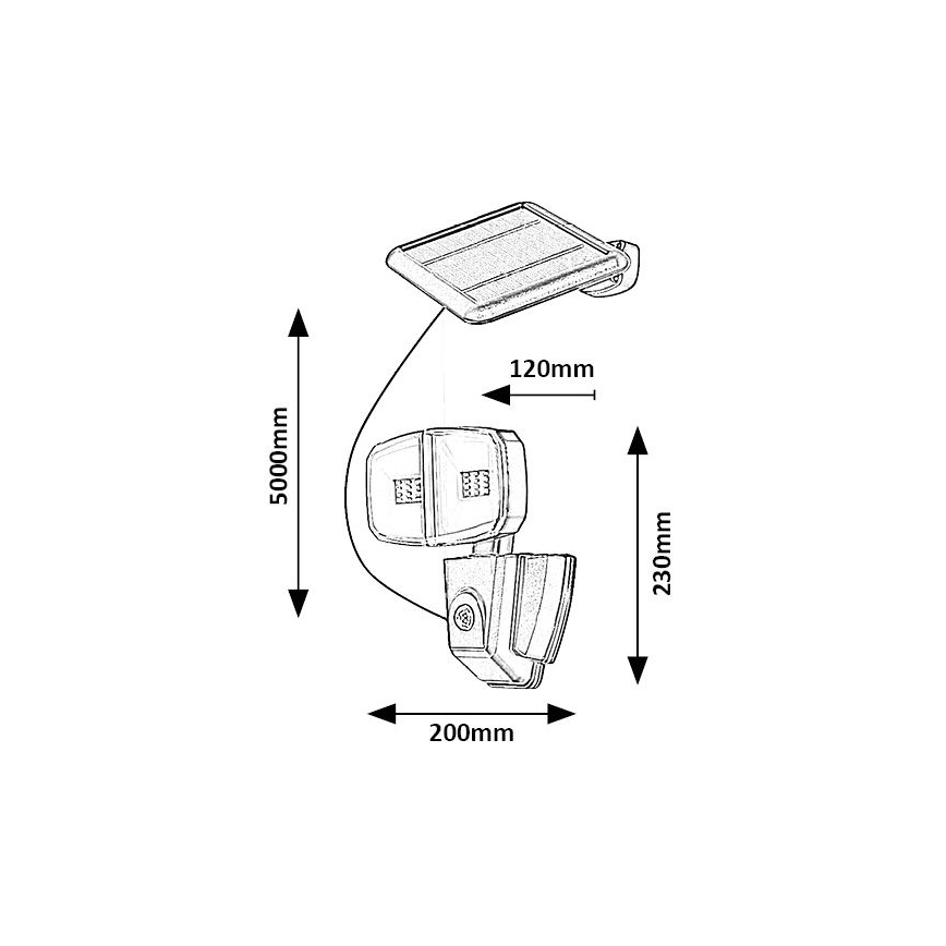Rabalux - Holofote solar LED com sensor LED/12W/3,7V IP44