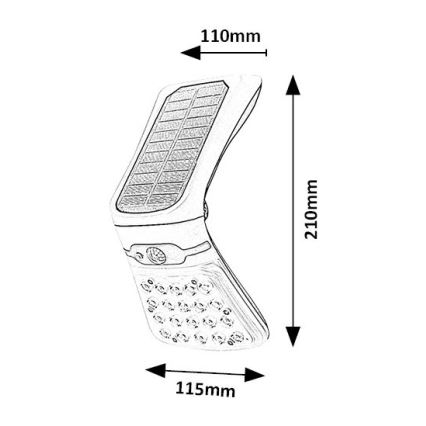 Rabalux - Iluminação solar LED com sensor e regulação LED/4W/3,7V IP44