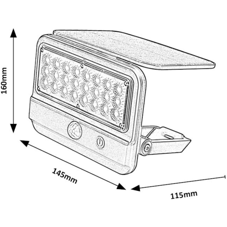 Rabalux - Iluminação solar de parede LED com sensor LED/7W/3,7V IP54 preto