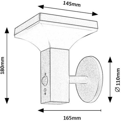 Rabalux - Iluminação solar de parede LED com sensor LED/4W/230V IP44 preto