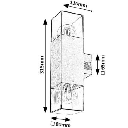 Rabalux - Iluminação de parede exterior 2xE27/60W/230V IP54 preto