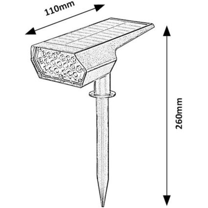 Rabalux - Iluminação solar LED LED/0,5W/3,7V IP65 preto