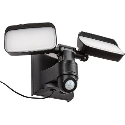 Rabalux - Iluminação LED Solar de parede flexível com sensor e painel exterior 2xLED/5W/3,7V IP54 preto