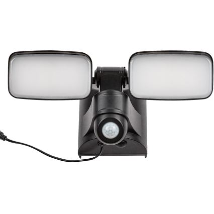 Rabalux - Iluminação LED Solar de parede flexível com sensor e painel exterior 2xLED/5W/3,7V IP54 preto