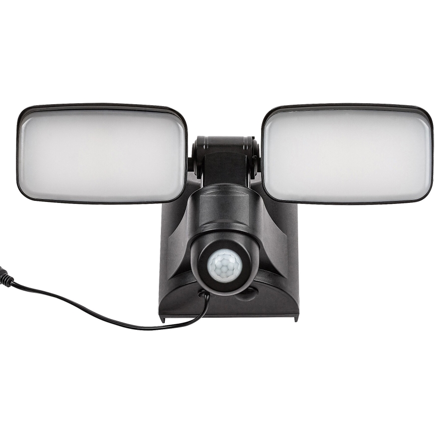 Rabalux - Iluminação LED Solar de parede flexível com sensor e painel exterior 2xLED/5W/3,7V IP54 preto