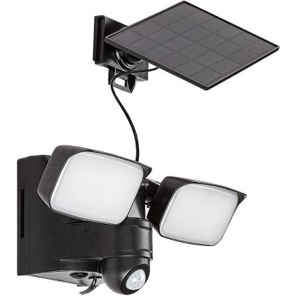 Rabalux - Iluminação LED Solar de parede flexível com sensor e painel exterior 2xLED/5W/3,7V IP54 preto