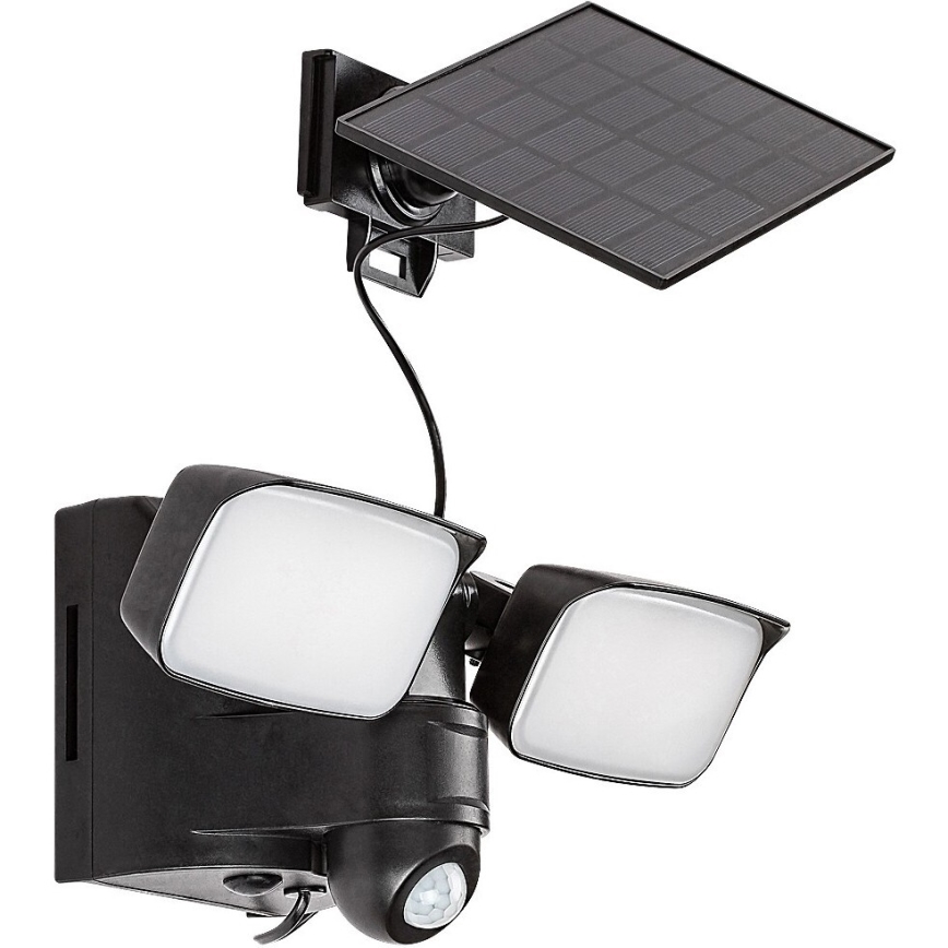 Rabalux - Iluminação LED Solar de parede flexível com sensor e painel exterior 2xLED/5W/3,7V IP54 preto