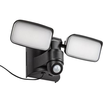 Rabalux - Luminária de parede solar LED flexível com sensor e painel externo 2xLED/5W/3,7V IP54 preto 600 mAh