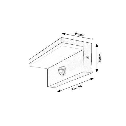 Rabalux - Iluminação de parede LED exterior com sensor LED/9W/230V 2700/4000/6500K IP54 preto