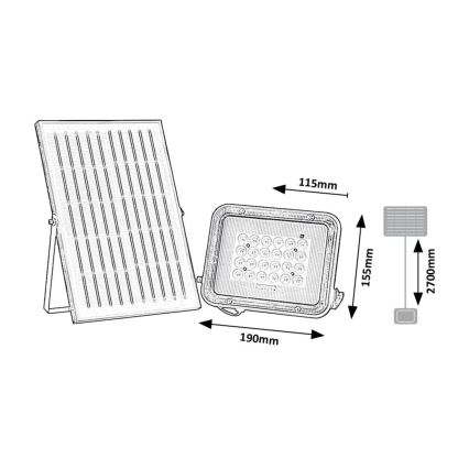 Rabalux - Holofote solar LED/6,5W/3,2V 3000/4000/6500K 1000mAh IP65