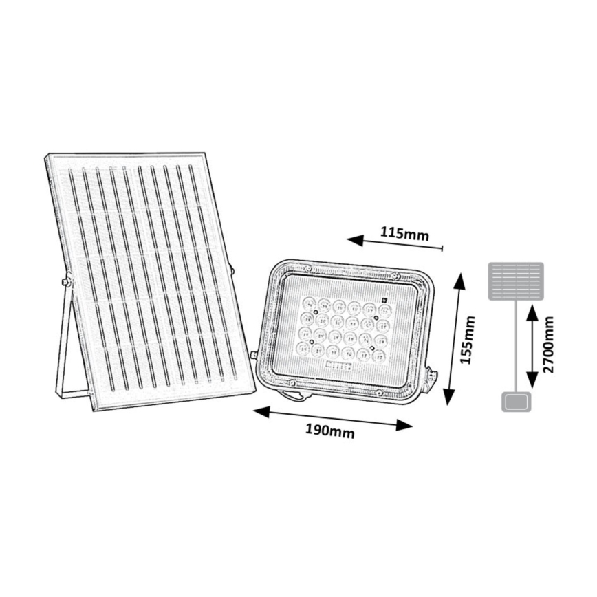 Rabalux - Holofote solar LED/6,5W/3,2V 3000/4000/6500K 1000mAh IP65