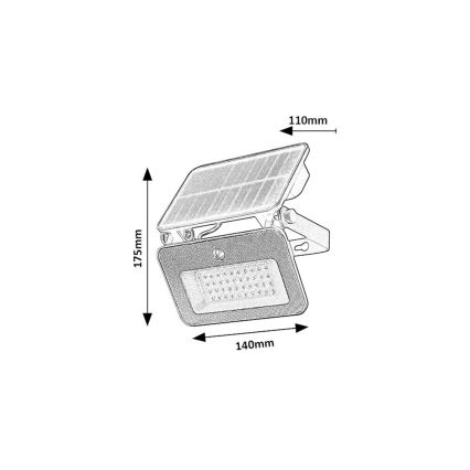 Rabalux - Holofote solar LED com sensor LED/6W/3,7V 3000/4000/6500K IP65