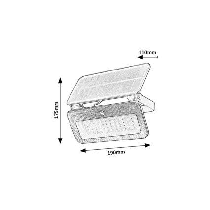 Rabalux - Holofote solar LED com sensor LED/8W/3,7V 3000/4000/6500K IP65