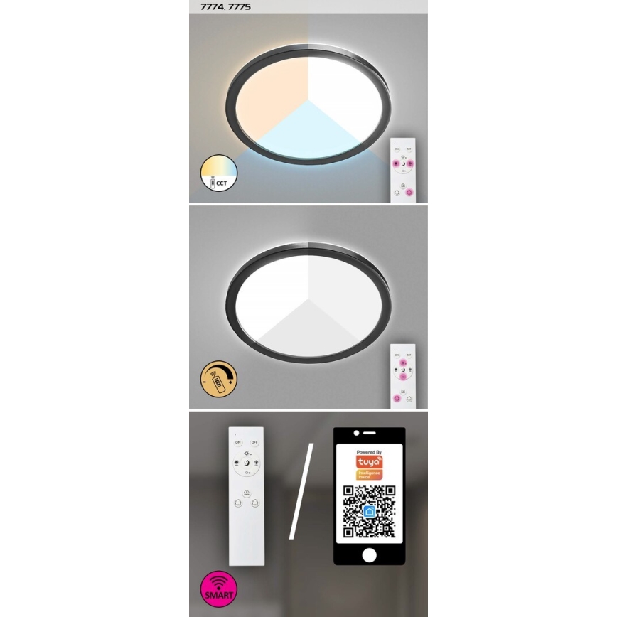 Rabalux - Iluminação de teto exterior LED com regulação LED/15W/230V Wi-Fi Tuya 2700-6500K IP44 + controlo remoto