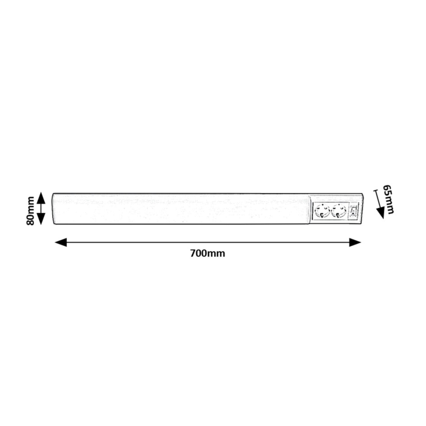 Rabalux - Iluminação para armário de cozinha LED com 2 tomadas LED/15W/230V 4000K 70 cm branco