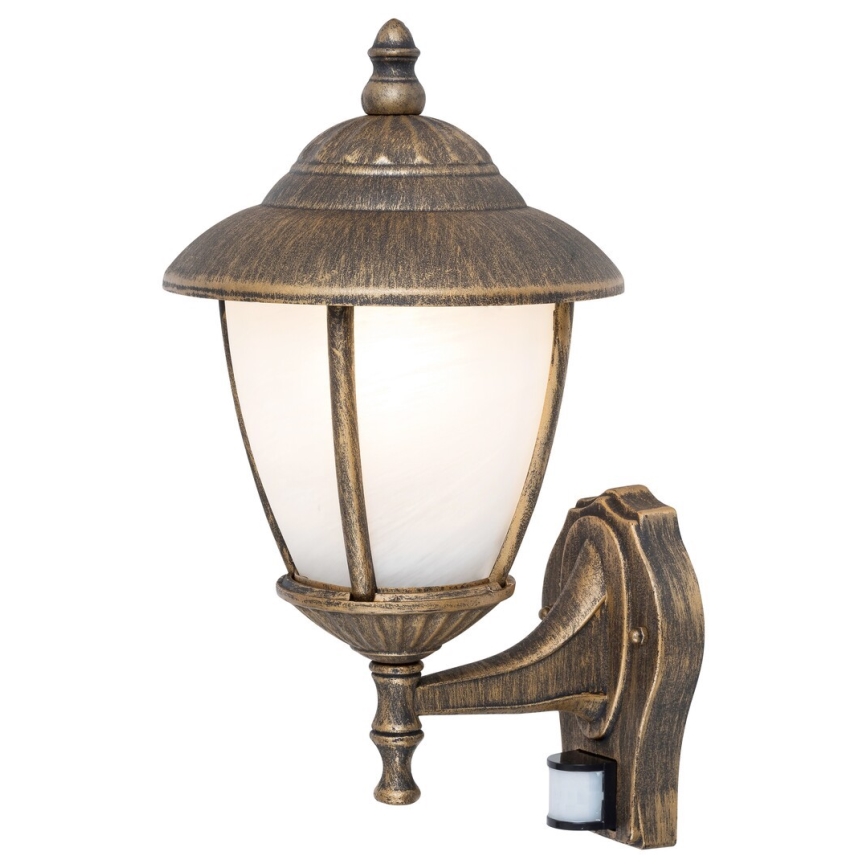 Rabalux - Luz de parede de exterior com sensor 1xE27/60W/230V IP43 dourado