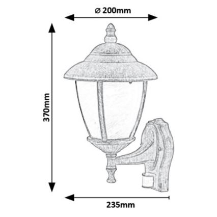 Rabalux - Luz de parede de exterior com sensor 1xE27/60W/230V IP43 dourado
