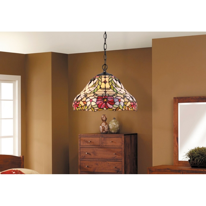 Rabalux - Candelabro em vitral Tiffany 2xE27/60W/230V