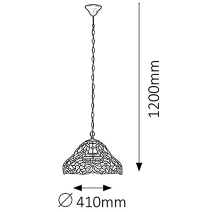 Rabalux - Candelabro em vitral Tiffany 2xE27/60W/230V