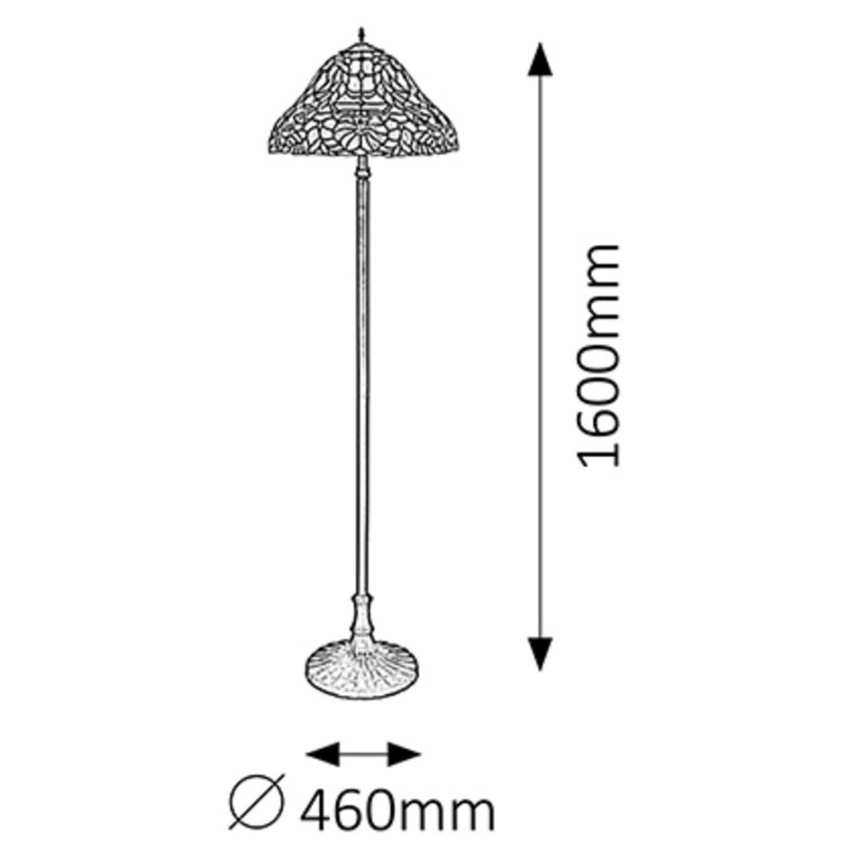 Rabalux - Candeeiro de chão de vitral Tiffany 2xE27/60W/230V