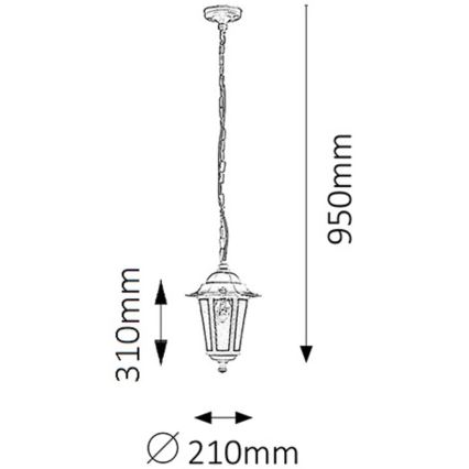 Rabalux - Lustre de exterior 1xE27/60W/230V