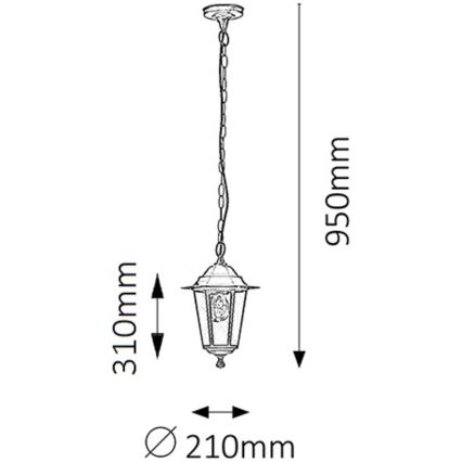 Rabalux - Lustre de exterior 1xE27/60W/230V