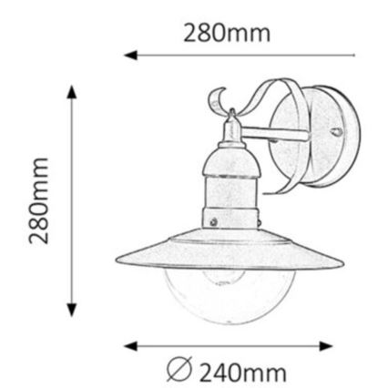 Rabalux - Luz de parede de exterior 1xE27/60W/230V IP44