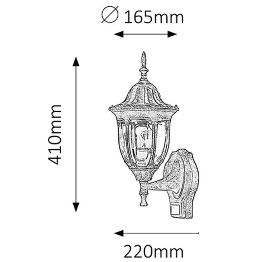 Rabalux – Iluminação Exterior com Sensor MILANO 1×E27/60W/230V