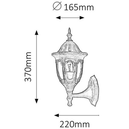 Rabalux - Luz de parede de exterior 1xE27/60W/230V