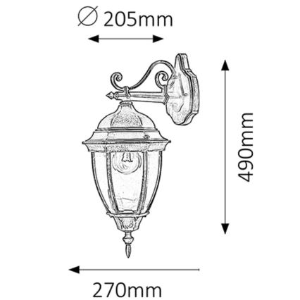 Rabalux - Luz de parede de exterior 1xE27/100W/230V IP44