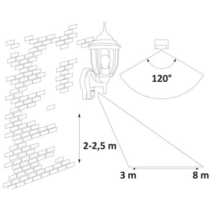 Rabalux - Luz de exterior com sensor 1xE27/60W/230V