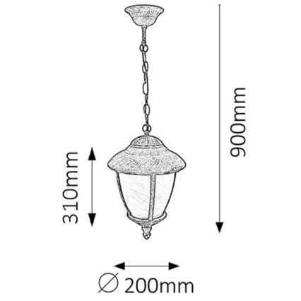 Rabalux - Lustre de exterior 1xE27/60W/230V