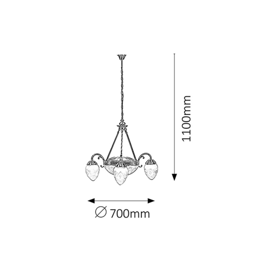 Rabalux 8633 - Candelabro numa corrente ANNABELLA 3xE14/40W+2xE27/60W