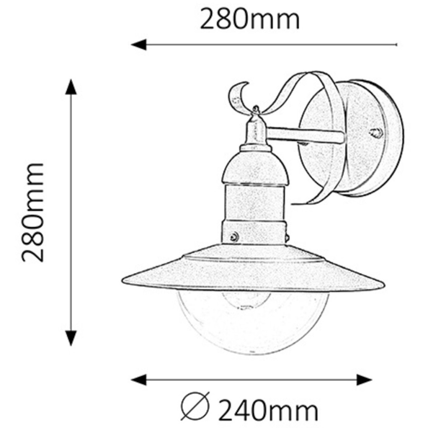 Rabalux - Luz de parede de exterior 1xE27/60W/230V IP44