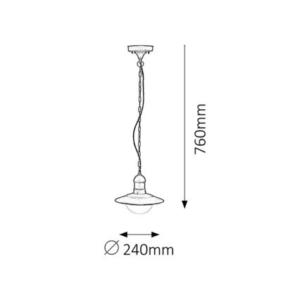 Rabalux - Luz pendente de exterior 1xE27/60W preto antigo IP44